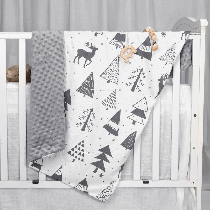 Baby Blanket Warm Newborn Swaddling Wrap Winter Autumn Toddler Dotted Quilt Cartoon Printed Nap Blanket Bedding Baby Shower Gift - Provence Home Living Store