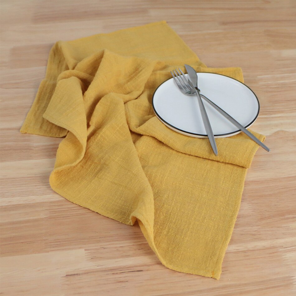 4PCS Customizable Size Dinner Plate Ornament Texture Napkin,Washed Cotton Solid Color Tea Towel,Ultra Soft Cloth Place Mats - Provence Home Living Store