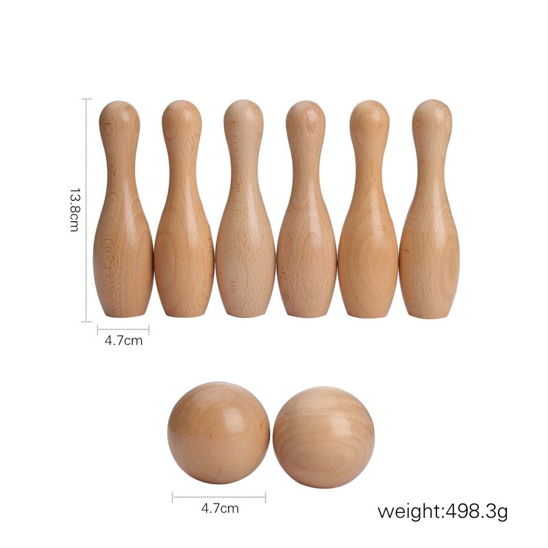 Wooden Baby Bowling Toy Advanced Sports Training Equipment Kids Tactile Hearing Develop Safety Wooden Products Gifts - Provence Home Living Store