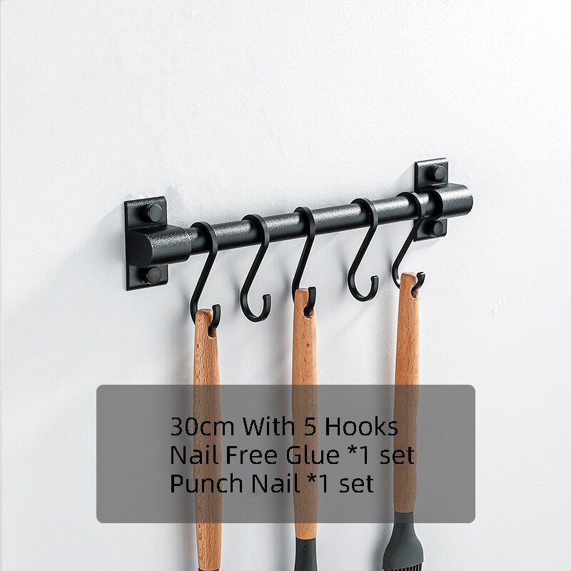 Storage Shelf Hanging Hooks Multifunction Hanger Kitchen Rail Rack with Removable Hooks Wall Mounted Storage Hooks - Provence Home Living Store