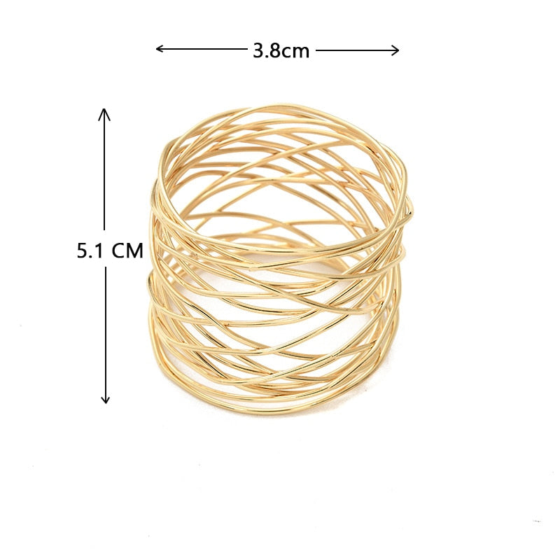 12PCS Metal Cross Hollow Sliver Napkin Buckle,Wide Round Gold Napkin Ring,for Family Dinner Wedding Dining Table Decoration - Provence Home Living Store