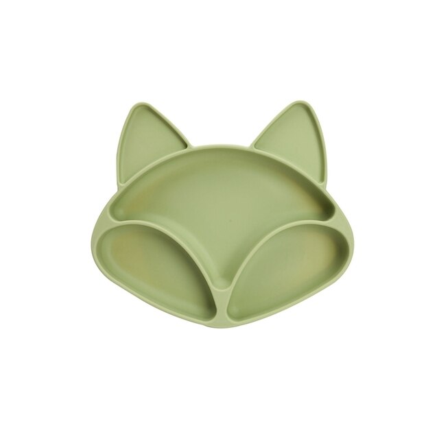 Baby Silicone Feeding Plate Cartoon Fox BPA Free Waterproof Silicone Dining Plate Bowl Spoon Fork Baby Tableware Gifts For Baby - Provence Home Living Store