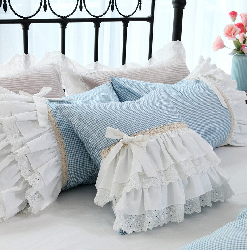 Luxury European Ruffle lace cushion cover wrinkle pillow cover cake layer princess christmas pillow cover throw pillow covers - Provence Home Living Store