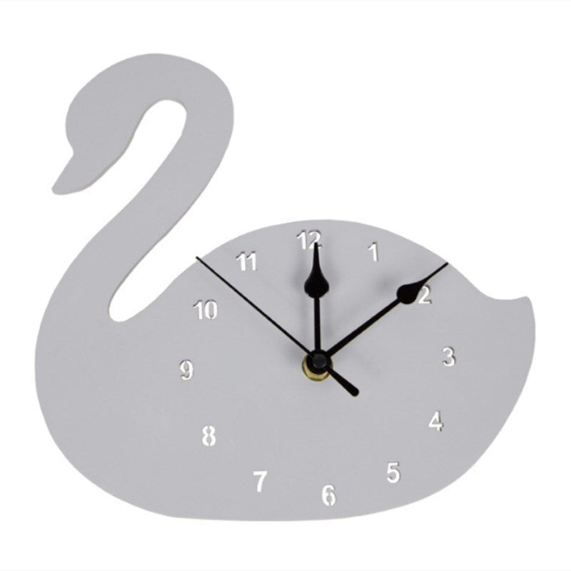 INS Nordic Wooden Rabbit Swan Crown Cloud Wall Clock Kids Room Decorations Wood Mute Clocks Furnitures Photo Props Nursery Decor - Provence Home Living Store