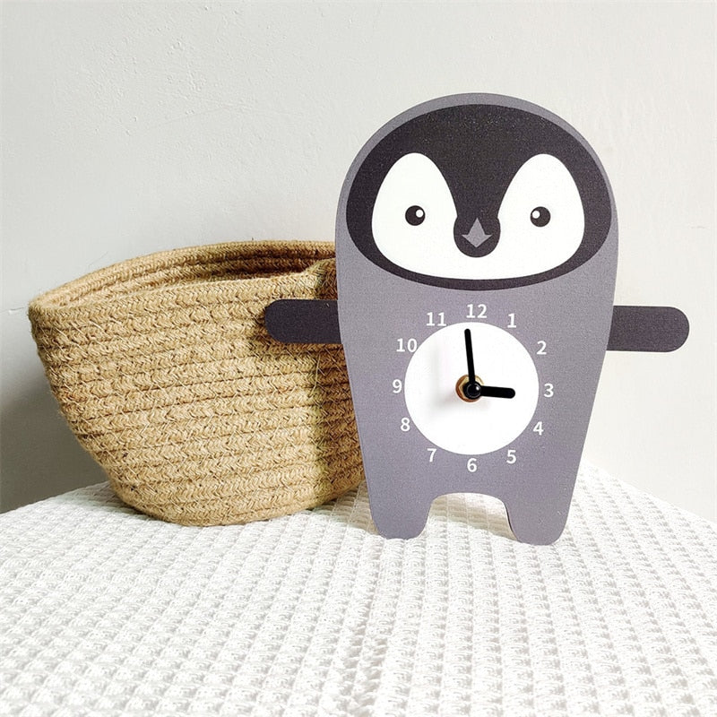 Cartoon Animals Wall Clock Wooden Nordic Mute Clocks For Baby Kids Room Decoration Furnitures Hanging Nursery Decor Photo Props - Provence Home Living Store