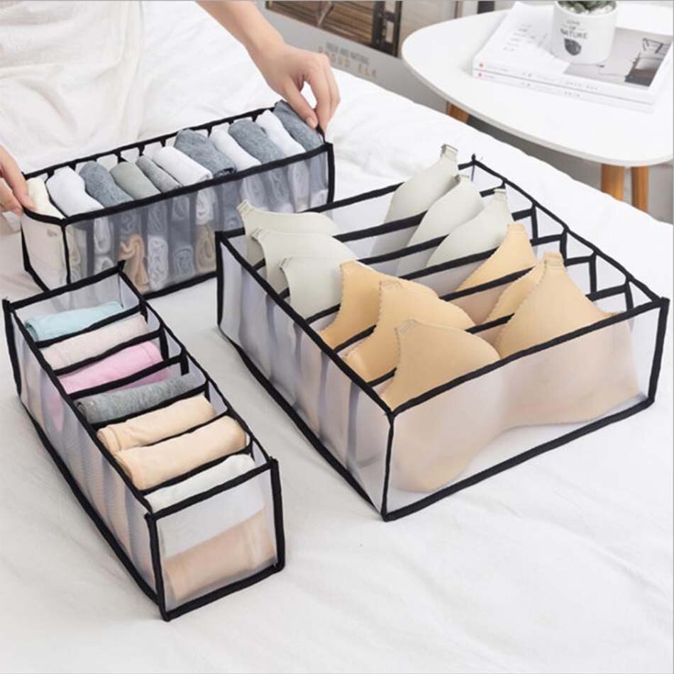 3PCS/Set Underwear Storage Mesh Bag Foldable Separated Box Closet Organizer Drawer Divider Bras Lingerie Panties Socks Home Use - Provence Home Living Store