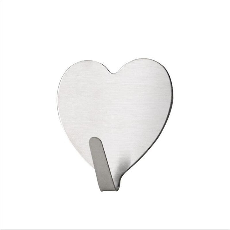 4pcs Love Heart Wall Hooks Clothes Towel Mask Hanger Stainless Steel Bathroom Kitchen Hook Door Keys Organizer Holder Home Decor - Provence Home Living Store