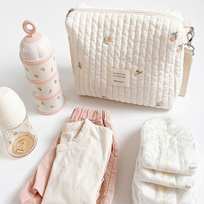 Multi-functional Portable Baby Stroller Bag Embroidery Bear Baby Diaper Storage Bag for Travel Mommy Bag Pram Stroller Accessory - Provence Home Living Store