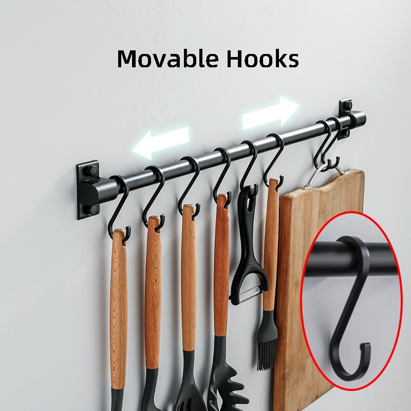 Storage Shelf Hanging Hooks Multifunction Hanger Kitchen Rail Rack with Removable Hooks Wall Mounted Storage Hooks - Provence Home Living Store