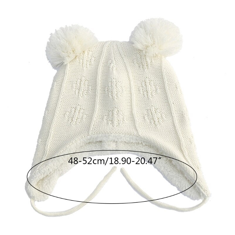 Autumn Winter Cute Hair Ball Baby Hat Infant Ear Protection Cap Knitted Beanie XXFE - Provence Home Living Store