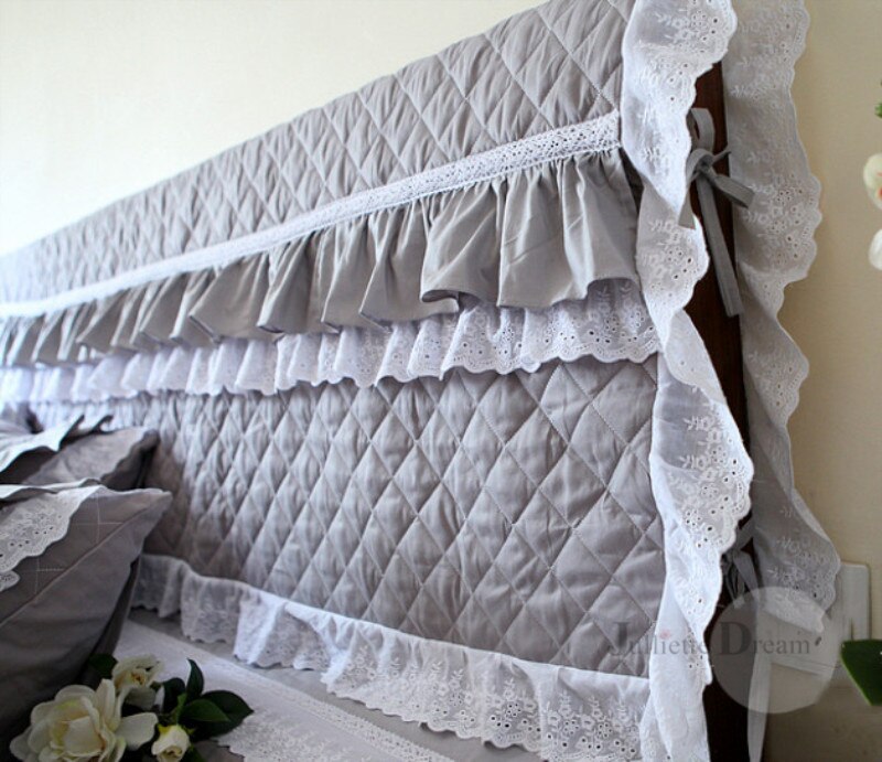 Top Romantic Princess bed headboard cover wedding decorative Lace cushion cover Elegant Ruffle design bed head board towel Sale - Provence Home Living Store