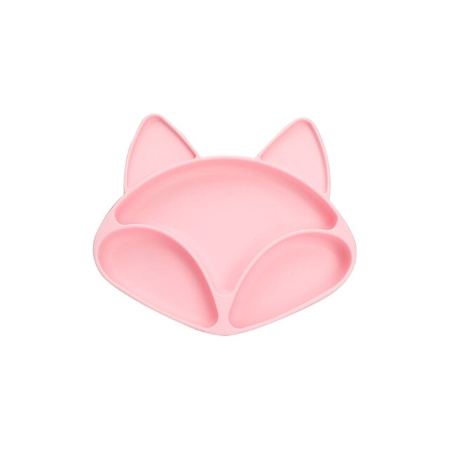 Baby Silicone Feeding Plate Cartoon Fox BPA Free Waterproof Silicone Dining Plate Bowl Spoon Fork Baby Tableware Gifts For Baby - Provence Home Living Store