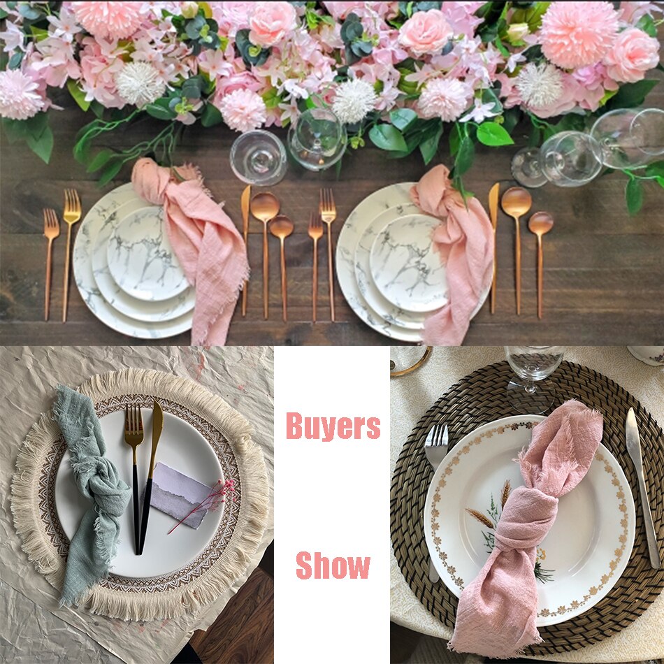 4PCS 50x50cm Event Design Retro Burr Texture Napkins,Cotton Gauze Wedding Dining Place Mats,Dinner Table Setting Rustic Decor - Provence Home Living Store