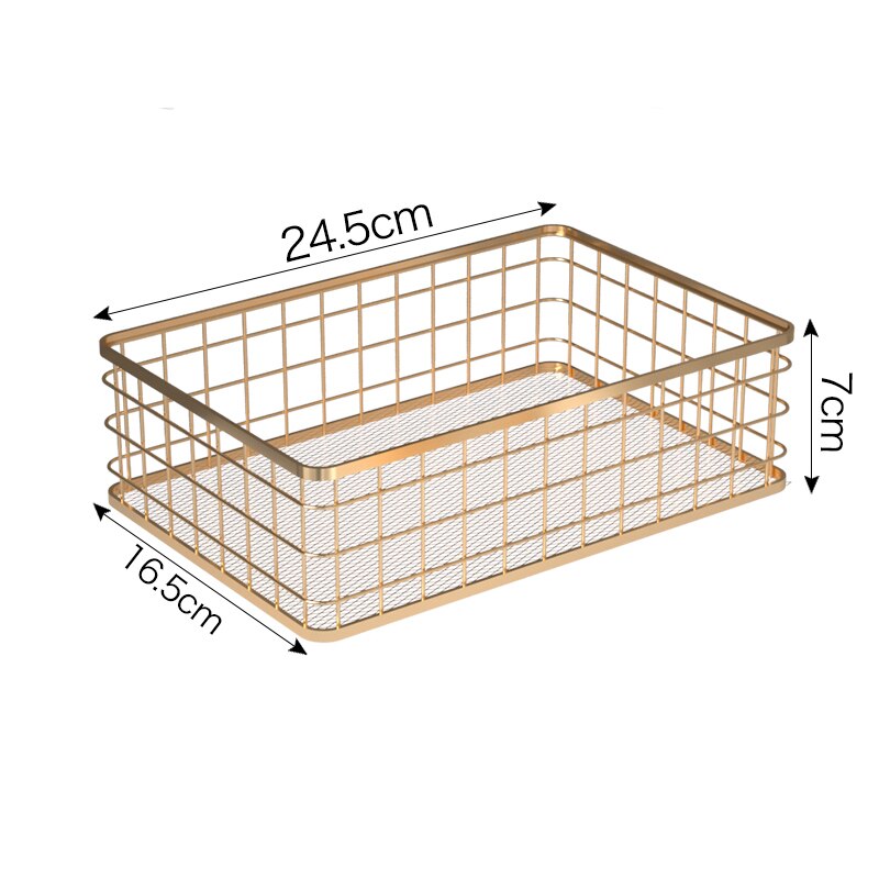 Nordic Metal Storage Basket Desktop Office Sundries Finishing Organizer Iron Table Debris Dressing Cosmetics Box Home Decoration - Provence Home Living Store