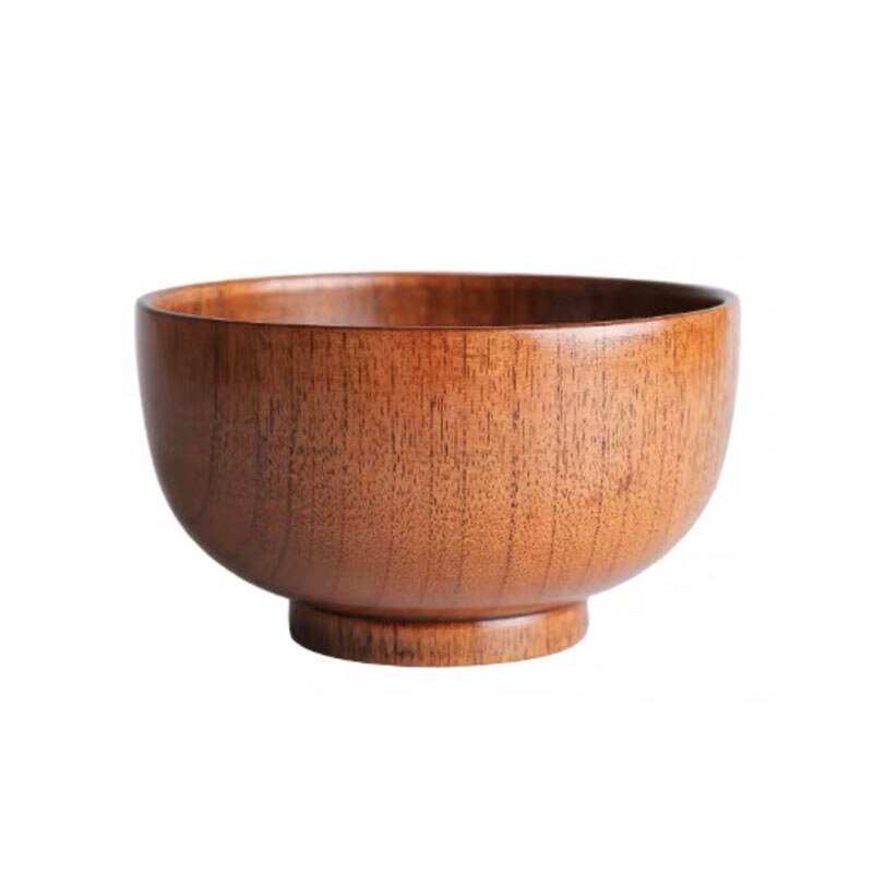 Acacia Wood Serving Bowl For Fruits or Salads Japanese Style Single Bowl Wood Rice Soup Bowl Food Container Kitchen Tableware - Provence Home Living Store