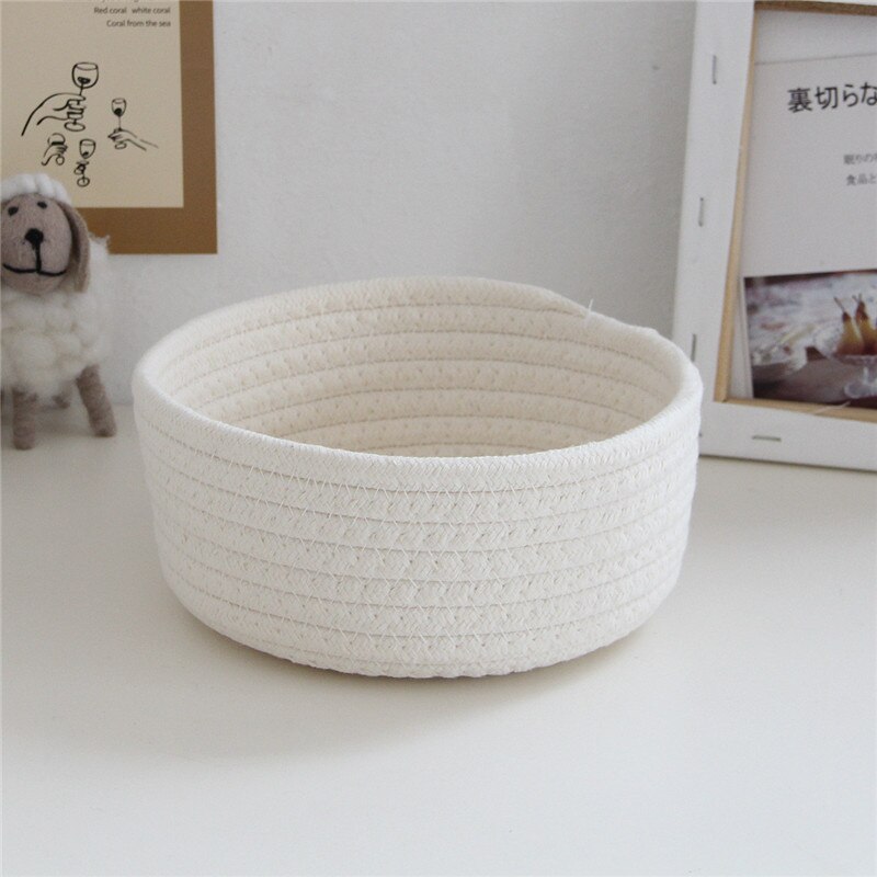 Cotton Rope Storage Basket Weaving Nordic Sundries Baby Toy Dirty Clothes Cosmetic Finishing Baskets Desktop Small Organizer Box - Provence Home Living Store