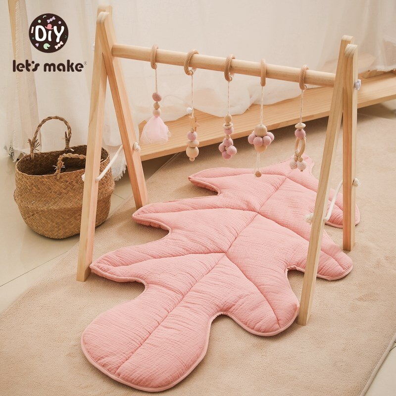 106*60CM Baby Crawling Mat 100% Cotton Long Leaves Floor Mat Newborn Play Mat Room Decoration Baby Activity Supplies - Provence Home Living Store