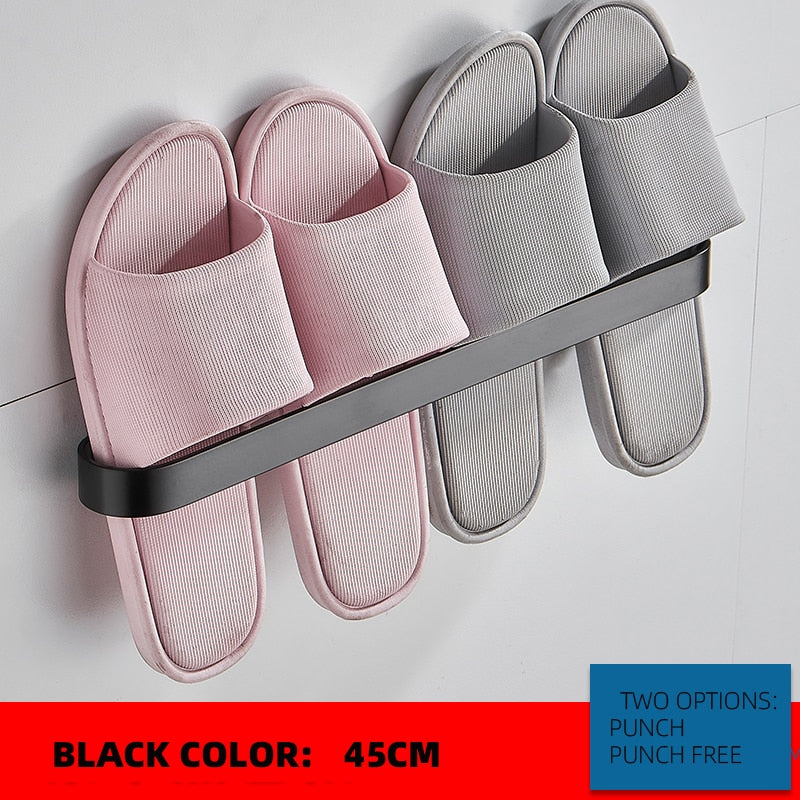 Slipper Rack  Towel Hanger Wall-Mounted Shoes Storage Rack Punch Free Slippers Holder - Provence Home Living Store