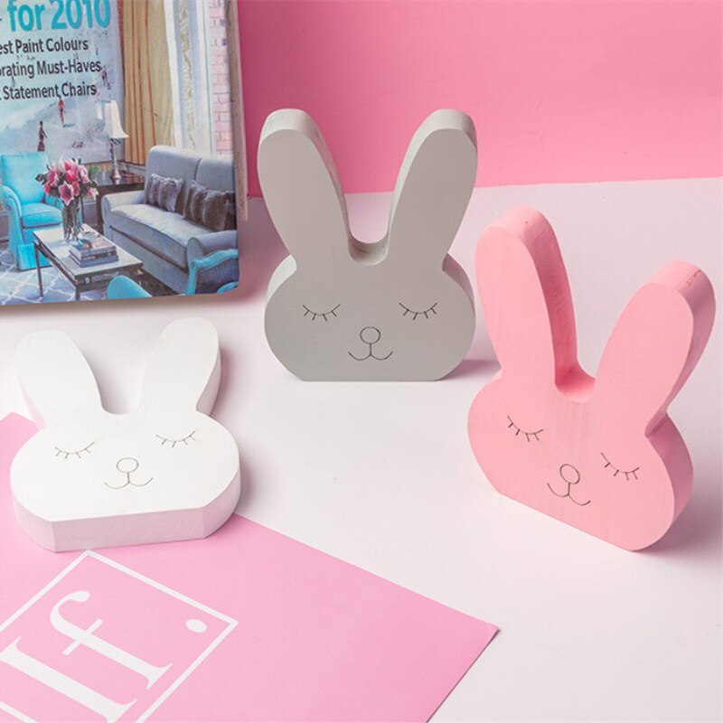 INS Nordic Wooden Rabbit Ornaments Kids Room Decoration Tabletop Furniture Wood Toys Wall Crafts Nursery Decor Photography Props - Provence Home Living Store