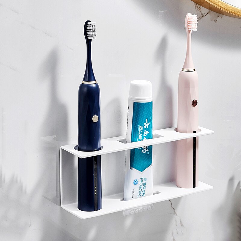 Wall Mounted Electric Toothbrush Holder Black Toothpaste Holder For Bathroom Shelf White Storage Rack For Home Drop Shipping - Provence Home Living Store