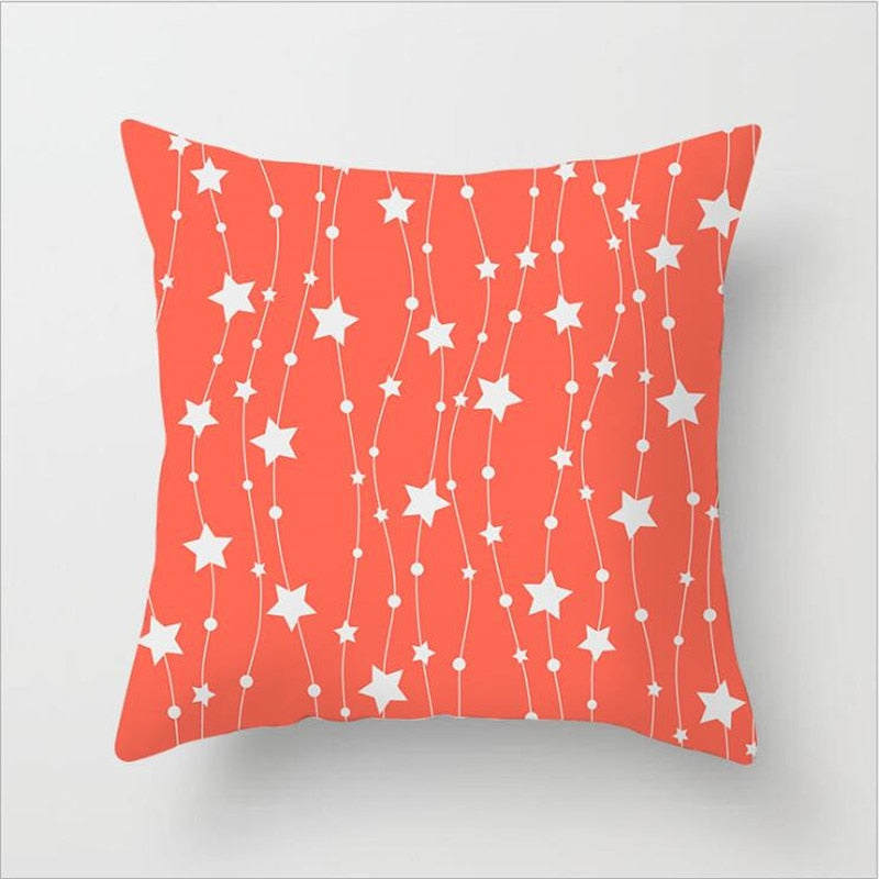 1pcs Coral Orange Cushion Cover Starfish Geometric Decorative Pillow Case Polyester Office Car Sofa Throw Pillowcases Home Decor - Provence Home Living Store