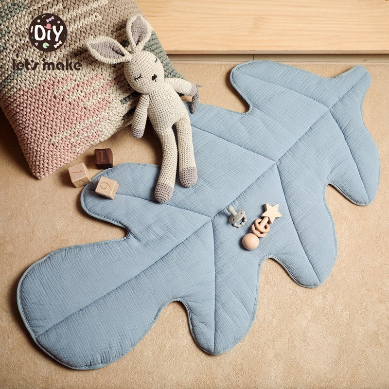 106*60CM Baby Crawling Mat 100% Cotton Long Leaves Floor Mat Newborn Play Mat Room Decoration Baby Activity Supplies - Provence Home Living Store