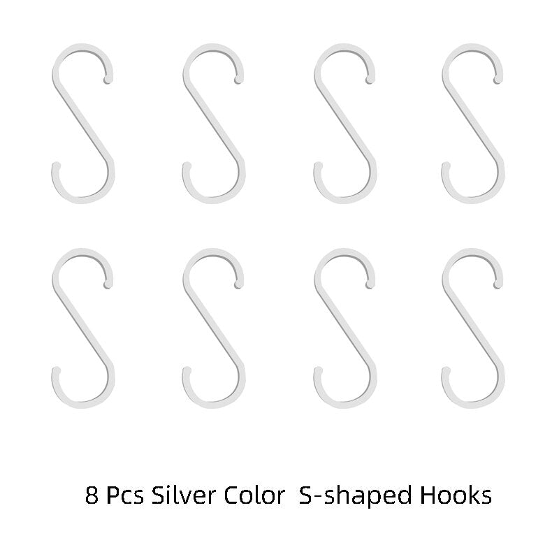 8 Pcs  Aluminium Alloy Practical S Shape Hooks  Kitchen Railing Hanger Hook Clasp Holder Hooks For Hanging Clothes Handbag - Provence Home Living Store