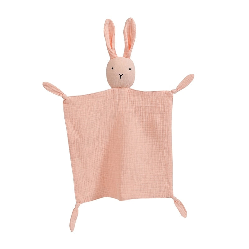 Soft Cotton Muslin Baby Bib Stuffed Rabbit Doll Newborn Appease Towel Security Blanket Baby Sleeping Cuddling Towel Facecloth - Provence Home Living Store