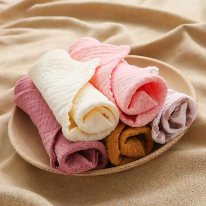 5 Pcs Cotton Baby Muslin Towel Square Infants Saliva Towel Newborn Burp Cloths for Baby Face Washcloth Handkerchief Baby Bibs - Provence Home Living Store