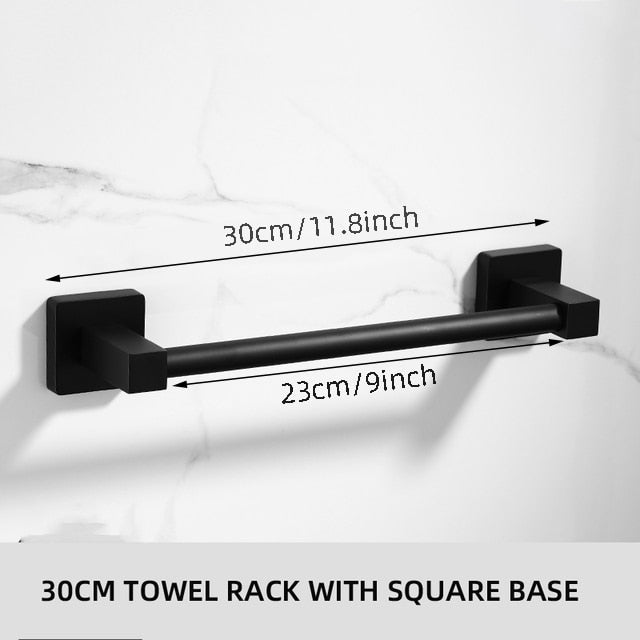 Bathroom Black Towel Rack Wall-mounted Black Toilet Space Aluminum Towel BarStorage Rail Shelf Bathroom Accessories - Provence Home Living Store