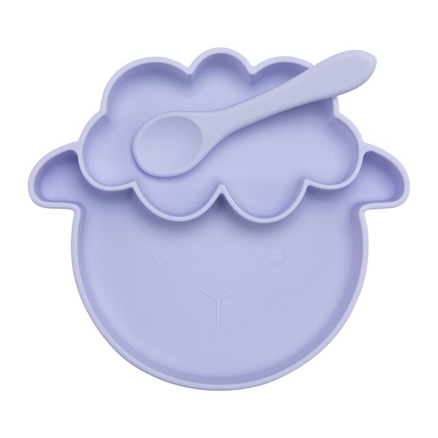 5PCS Baby Feeding Bowl Set Sheep Shaped Food Grade Silicone Plate Suction Bowl baby Feeding BPA Free Infant Waterproof Tableware - Provence Home Living Store