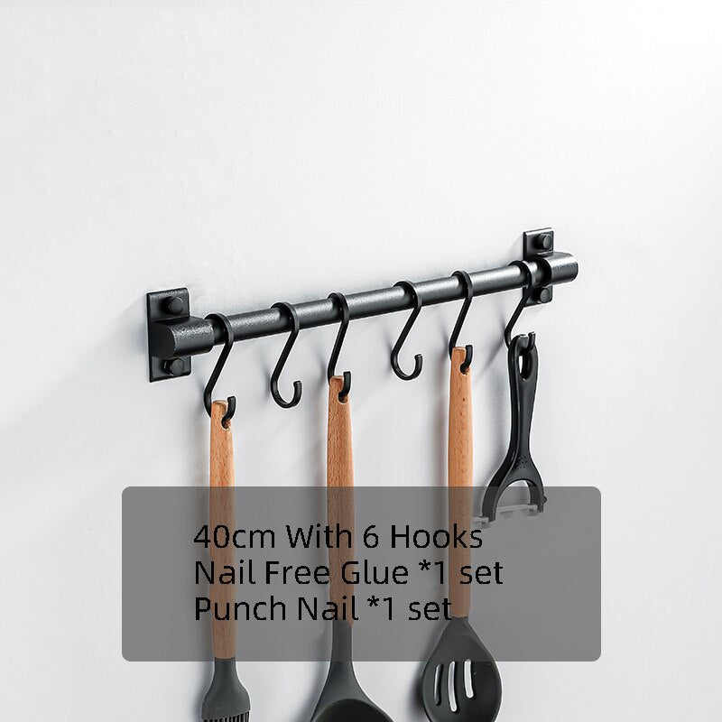 Storage Shelf Hanging Hooks Multifunction Hanger Kitchen Rail Rack with Removable Hooks Wall Mounted Storage Hooks - Provence Home Living Store