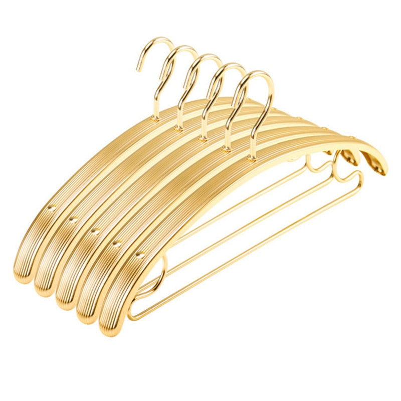 5pcs Widen Metal Coat Hangers Gold Aluminum Alloy Household Space Saver Non-slip Clothes Hanger Sweater Pants Shirt Drying Rack - Provence Home Living Store