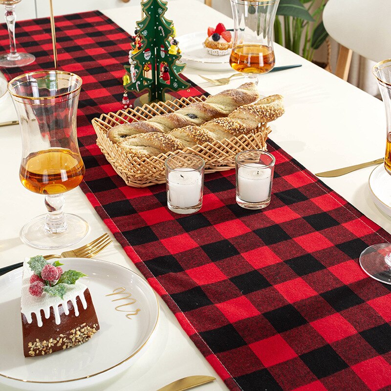 Buffalo Plaid Table Runner and Napkin Placemats Event Party Supplies Fabric Decor for Holiday Wedding Birthday Christmas Cloth - Provence Home Living Store