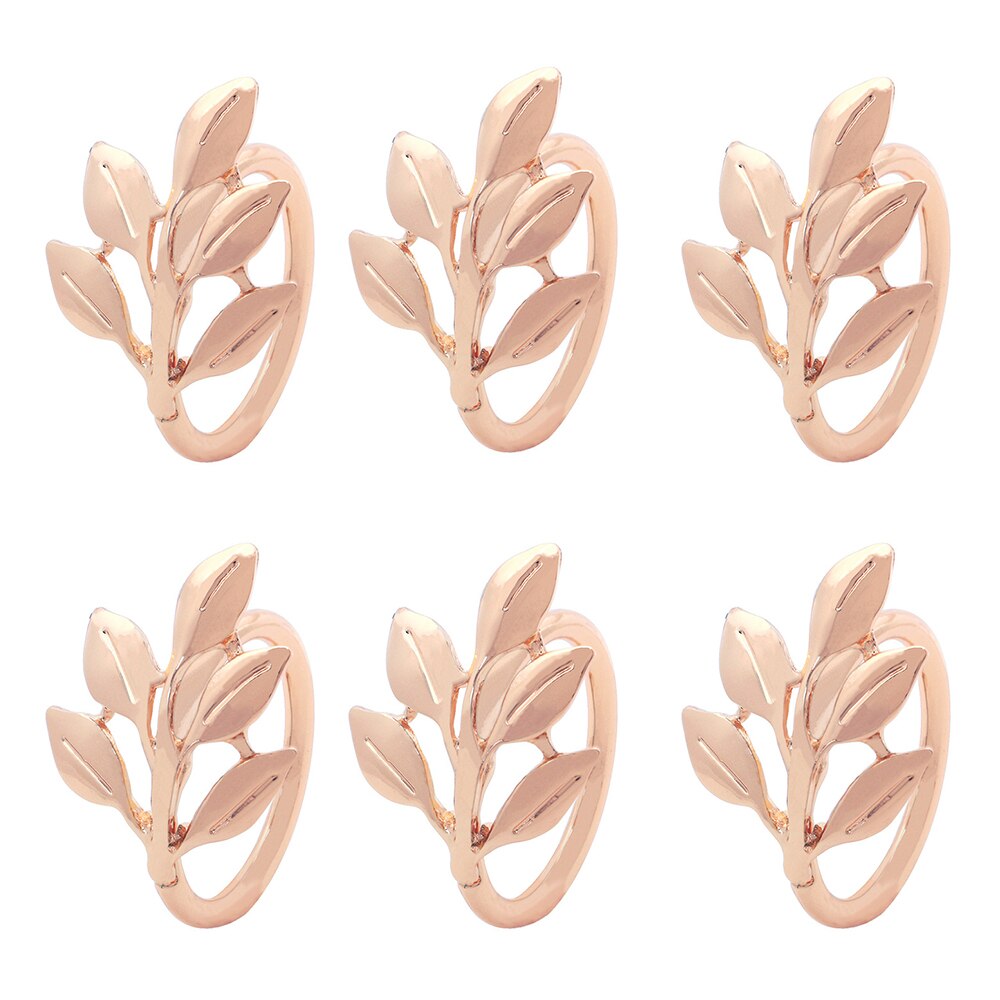 6 Pieces Alloy Leaf Napkin Buckles,European Hotel Supplies Napkin Rings,Holiday Wedding Party Everyday Dinning Napkin Holder - Provence Home Living Store