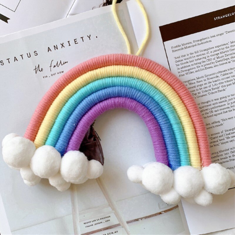 INS Nordic Hand Woven Cloud Rainbow Pendant For Kids Room Decorations Baby Bed Tent Hanging Ornaments Nursery Decor Photo Props - Provence Home Living Store