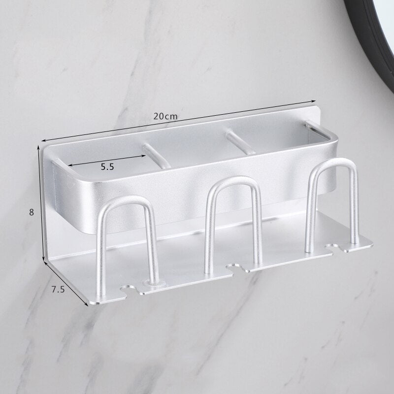 Wall Mounted Toothbrush Holder Aluminium Alloy Toothpaste Rack Bathroom Household Space Saving Bathroom Accessories - Provence Home Living Store