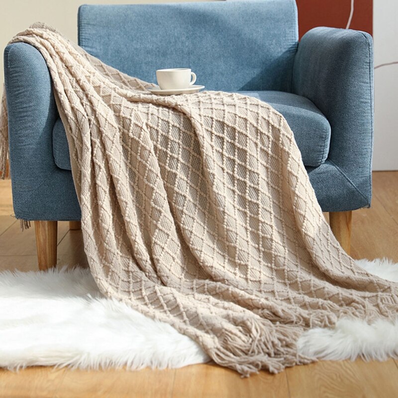 Solid Color Knitted Plaid Baby Blanket Nordic Summer Air Condition Blanket With Tassels Sofa Throw Blanket for Newborn Kids - Provence Home Living Store