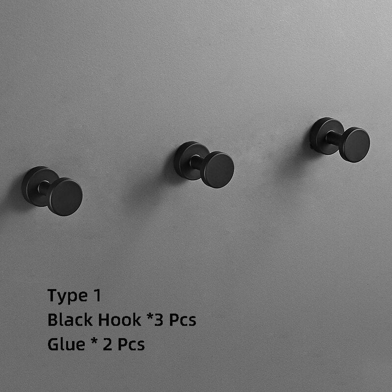 Aluminium Alloy Towel Hook Coat Rack Wall Mounted Clothes Hooks Black White Hooks Of Bedroom For Kitchen Bathroom Accessories - Provence Home Living Store