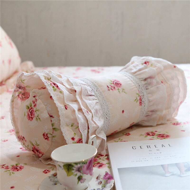 Elegant embroidered cushion decorative bedding pillow European candy cushion princess ruffle lace lumbar pillow sofa hand rests - Provence Home Living Store