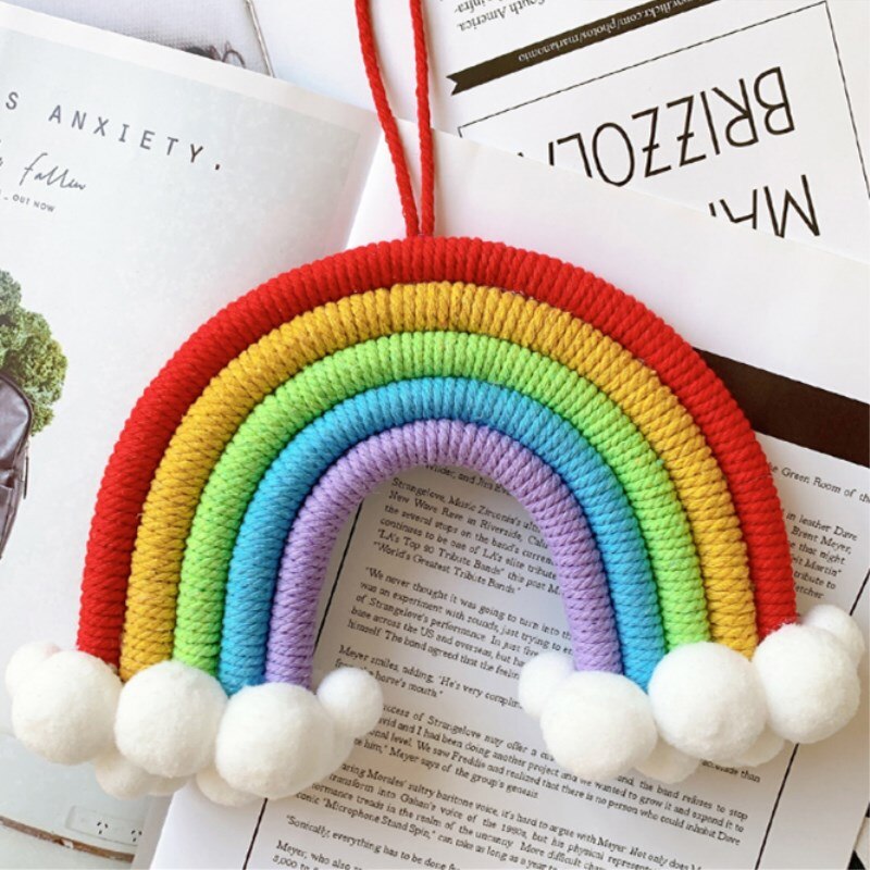 INS Nordic Hand Woven Cloud Rainbow Pendant For Kids Room Decorations Baby Bed Tent Hanging Ornaments Nursery Decor Photo Props - Provence Home Living Store