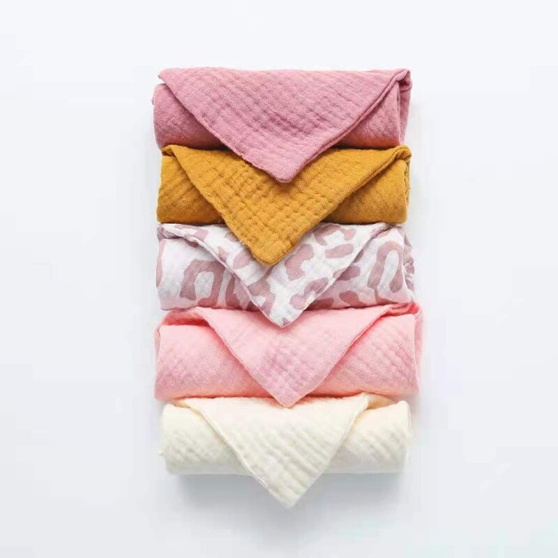 5 Pcs Cotton Baby Muslin Towel Square Infants Saliva Towel Newborn Burp Cloths for Baby Face Washcloth Handkerchief Baby Bibs - Provence Home Living Store