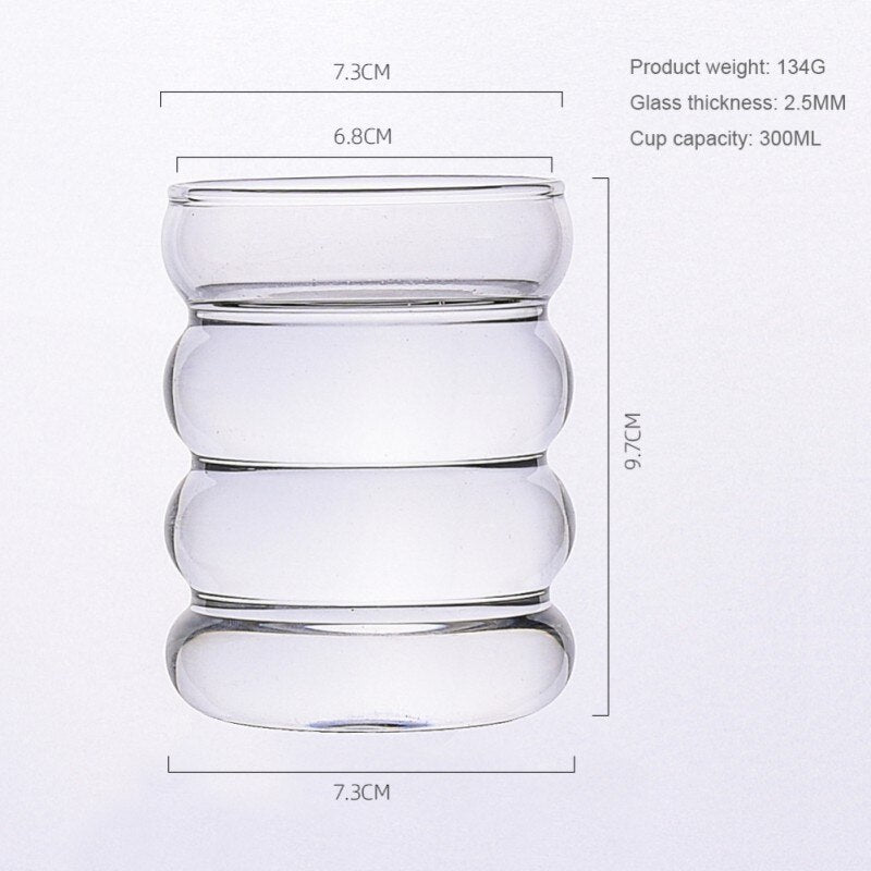 Ripple Glass Cup Wave Design Heat-resistant Coffee Mug Beer Glasses Juice Milk Tea Milk Drinking Cup Home Cafe Drinkware Gift - Provence Home Living Store