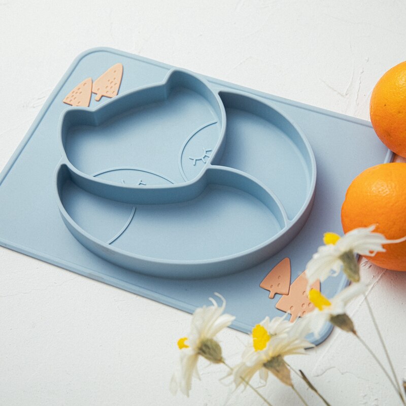 Baby Silicone Dinner Plate Children Bowl Cartoon Fox Silicone Children  Plate Food Grade Silicone Dinner Plate Baby Feeding - Provence Home Living Store