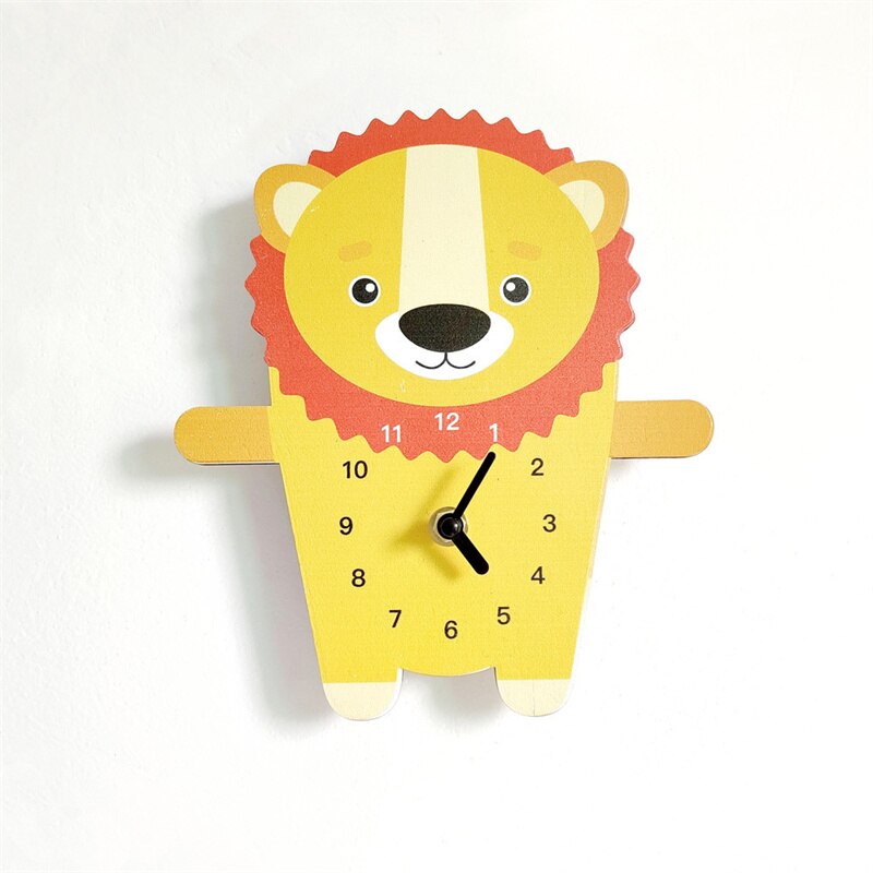 Cartoon Animals Wall Clock Wooden Nordic Mute Clocks For Baby Kids Room Decoration Furnitures Hanging Nursery Decor Photo Props - Provence Home Living Store