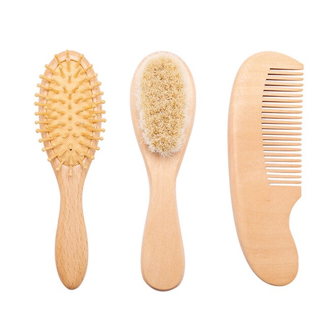 Baby Care Pure Natural Wool Baby BPA Free Wooden Brush Comb Brush Baby Hairbrush Newborn Hair Brush Infant Comb Head Massager - Provence Home Living Store