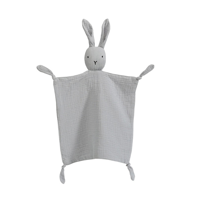 Soft Cotton Muslin Baby Bib Stuffed Rabbit Doll Newborn Appease Towel Security Blanket Baby Sleeping Cuddling Towel Facecloth - Provence Home Living Store