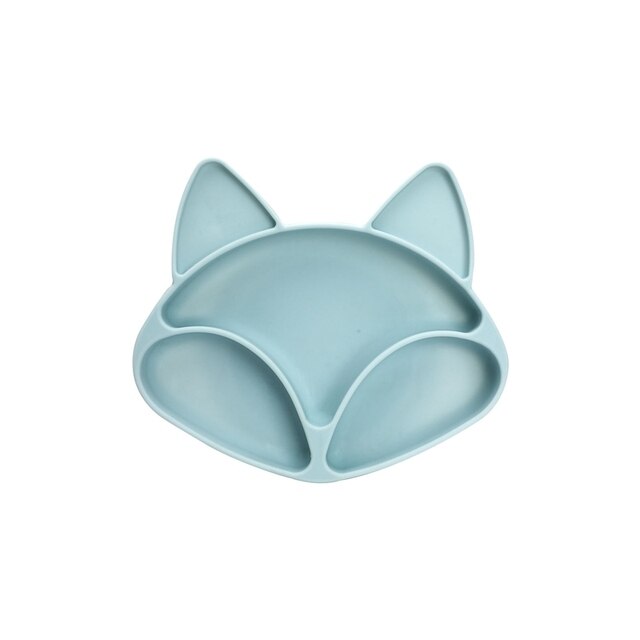 Baby Silicone Feeding Plate Cartoon Fox BPA Free Waterproof Silicone Dining Plate Bowl Spoon Fork Baby Tableware Gifts For Baby - Provence Home Living Store