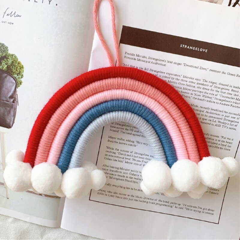 INS Nordic Hand Woven Cloud Rainbow Pendant For Kids Room Decorations Baby Bed Tent Hanging Ornaments Nursery Decor Photo Props - Provence Home Living Store