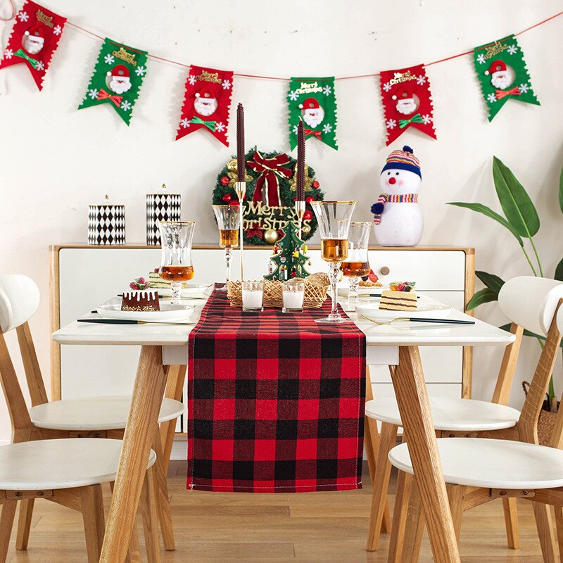 Buffalo Plaid Table Runner and Napkin Placemats Event Party Supplies Fabric Decor for Holiday Wedding Birthday Christmas Cloth - Provence Home Living Store